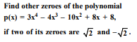 Find other zeroes of the polynomial